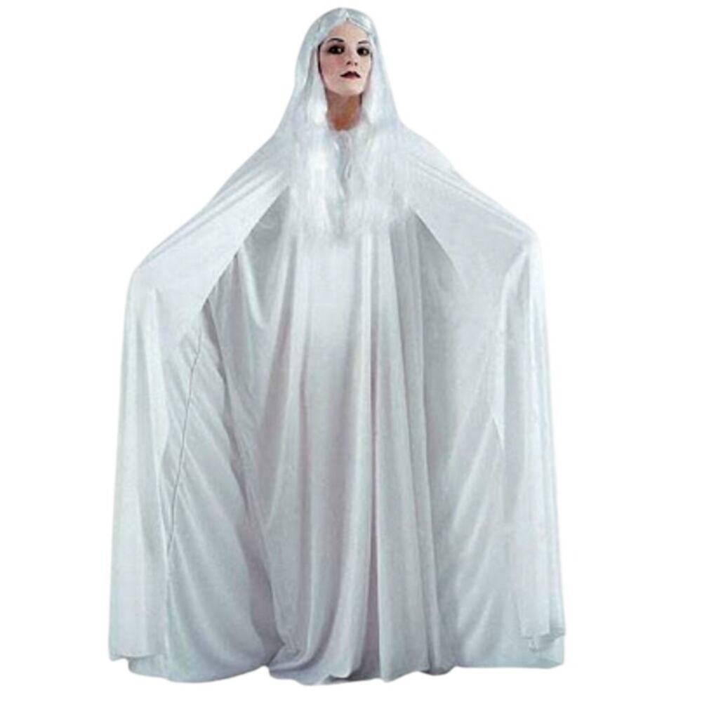Fun World Gossamer Ghost Hooded Cape White Adult Costume Piece Halloween